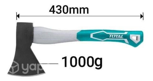 Hacha mano mango de fibra 1000 grs TOTAL