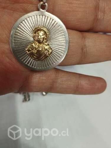 Cadena plata con colgante de plata con oro