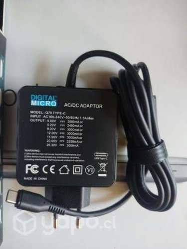 Cargador tipo C para Notebook 65w nuevo