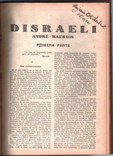 Disraeli, Andre Maurois.1936