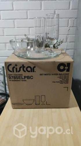 Set de Vajilla Mixta Cristal 14 piezas Nueva
