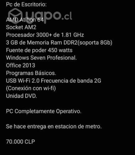 PC de Escritorio AMD Athlon