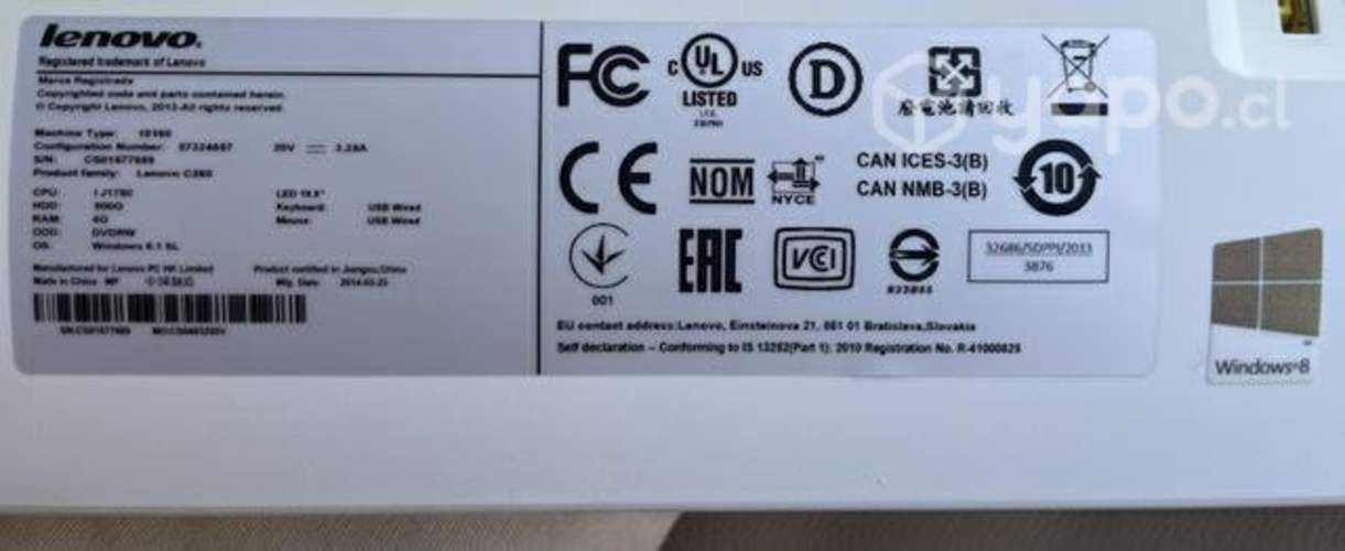 Computador Lenovo C260 all in one