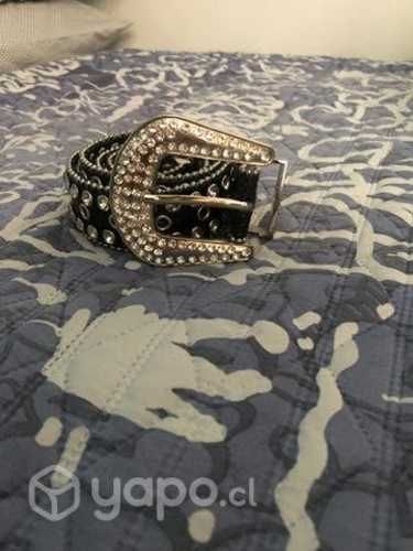 Cinturón bby simon color negro con blanco