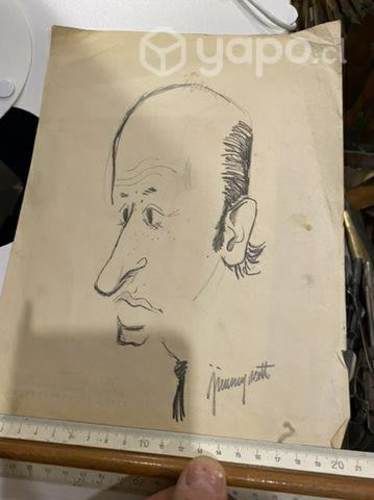 Antigua caricatura Jimmy Scott lápiz grafito