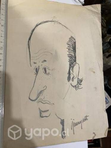 Antigua caricatura Jimmy Scott lápiz grafito