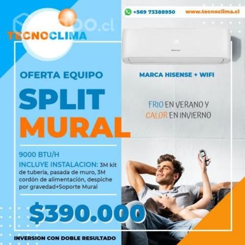 Equipo de aire acondicionado 9000 BTUH Frio Calor