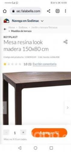 Mesa terraza imitación madera