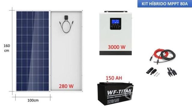 Kit fotovoltaico híbrido 3000w 80a mppt