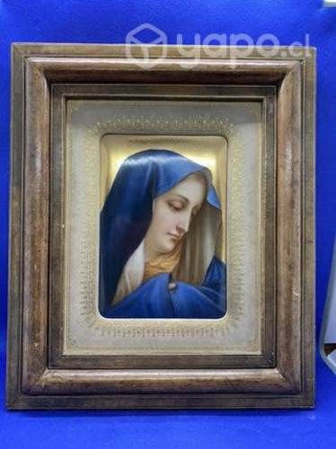 Antigua placa Italiana de porcelana coloreada Oro