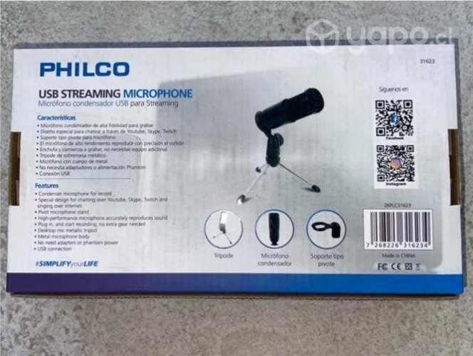 Microfono USB para Streaming Philco, nuevo