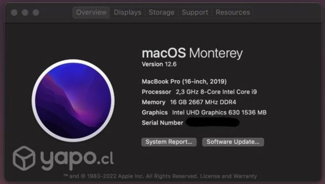 MacBook Pro i9 1TB 16GB RAM 1 año uso