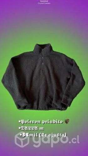 Poleron negro peludito