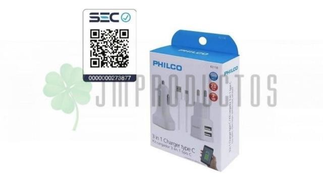 Cargador Type C 3 en 1 Philco Muro Y Auto