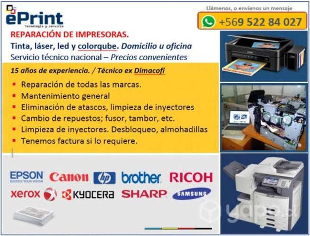 Reparación de impresoras. A domicilio u oficina