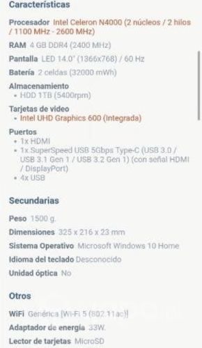 Notebook Asus sin detalles precio conversable