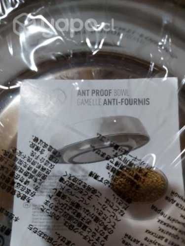 Plato Acero Inoxidable Anti-Hormigas Base Goma