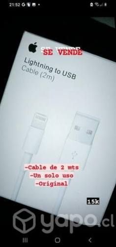 Cable Iphone original 2 mts, 1 uso