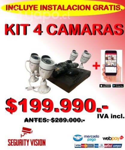 Kit 4 cámaras seguridad + Instalación incluida
