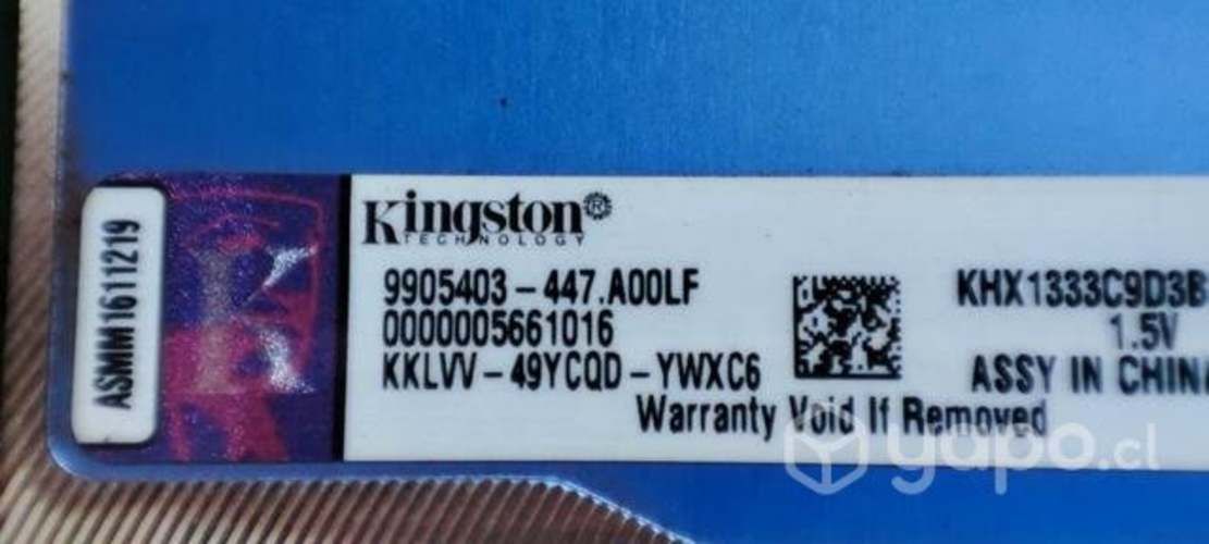 Memoria Ram Kingston Hyper X: DDR3 de 4Gb