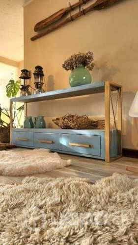 Mueble TV rack 3 puertas azul