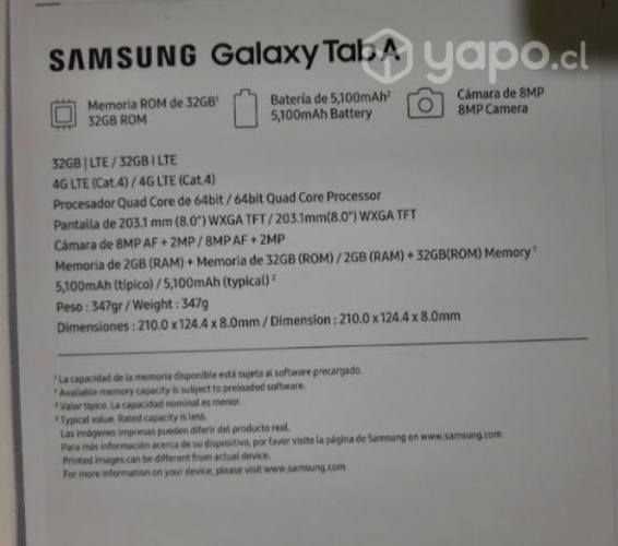 TABLET SAMSUNG GALAXY TAB A (Nuevo)