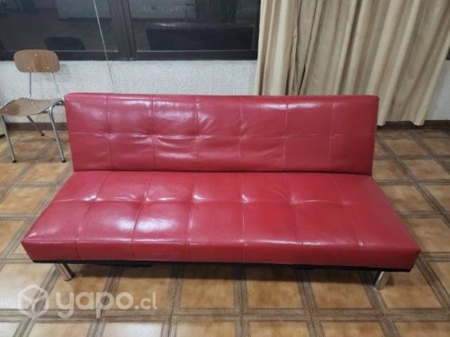Futon ecocuero rojo