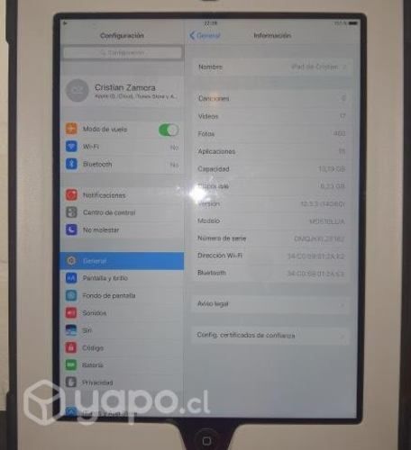 Tablet iPad Apple 4th G A1458 9.7 16gb Blanco