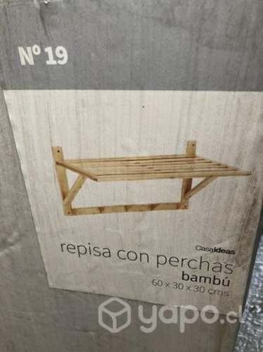 Repisa con percha madera bambú NUEVO SELLADO