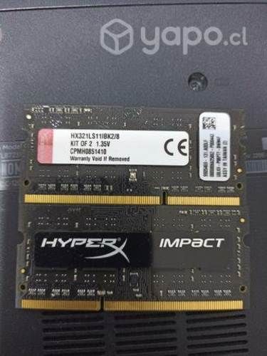 2 ram ddr3l 8gb c/u marca Kingston hyperx