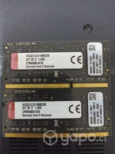 2 ram ddr3l 8gb c/u marca Kingston hyperx
