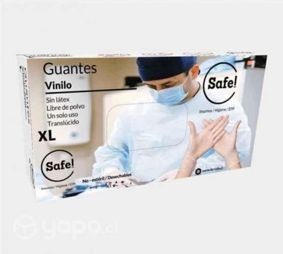 100 displays Guantes de vinilo blanco transparente