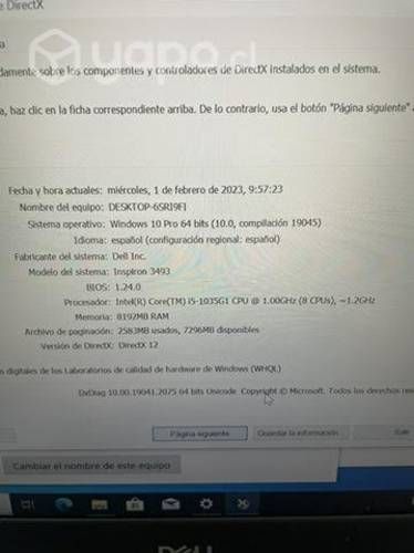 Notebook Dell inspiron 3493 i5 10TH gen ssd 250