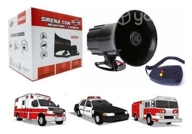 Sirena Megáfono Bocina 3 Tonos para Auto Moto Otro