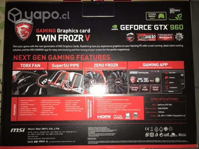 Msi gtx 960 gaming 2g