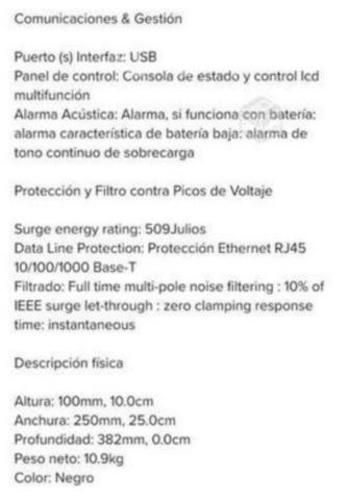 Respaldo de energía UPS marca APC