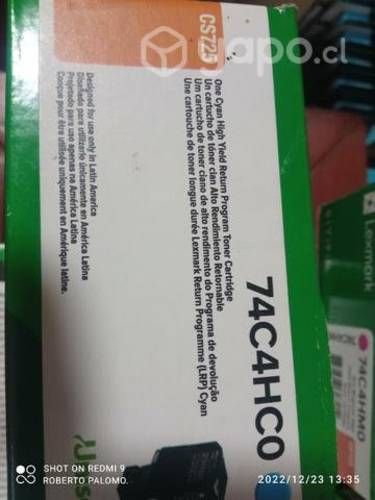 Toner Lexmark 74c4hc0 cyan original de alta y colo