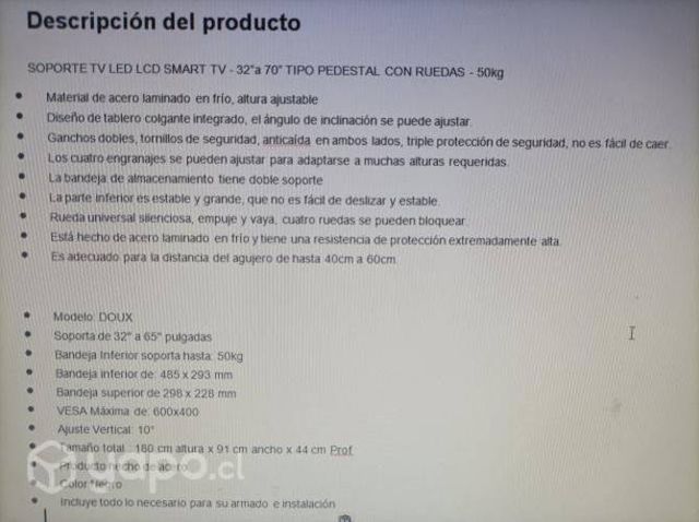 Soporte tv con pedestal 70'