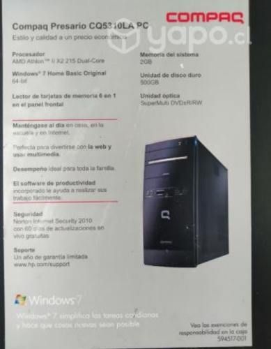 PC Escritorio Compaq (sin disco duro)