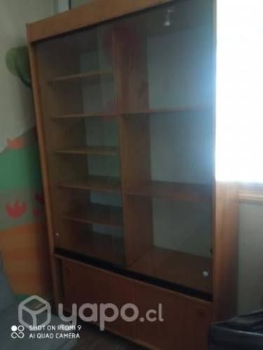 Espectacular librero vitrina madera