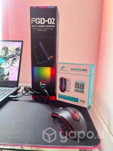 Pack Mouse gamer y Mouse pad XL RGB