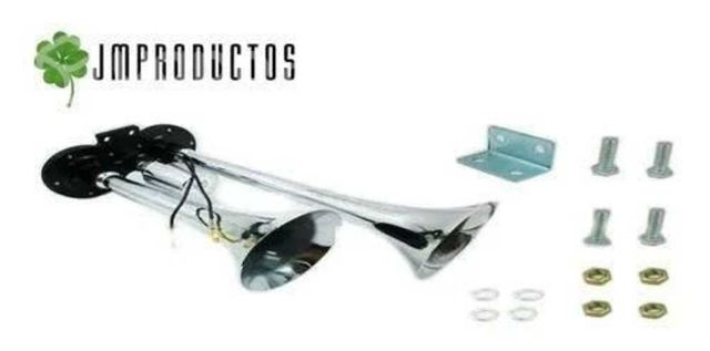 Bocina Aire Cromada 02 Cornetas Vehiculo Camion 12