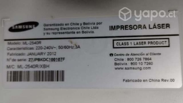 Impresora Samsung ML-2540R - Con toner