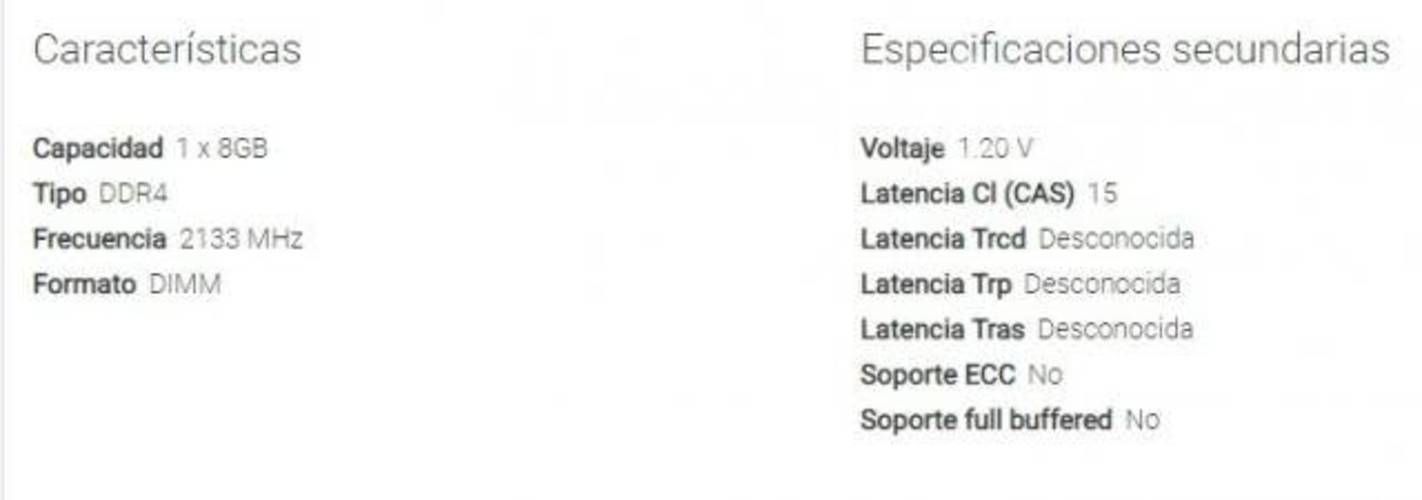 16 gb ram (2x8) ddr4 dimm 2133 hz