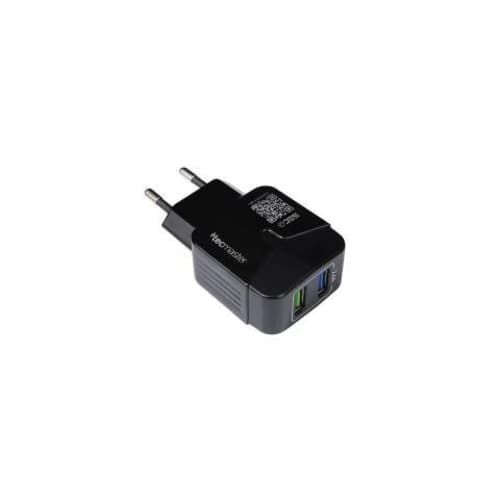 Cargador Pared 2 Usb 2.4a Max Tecmaster Negro