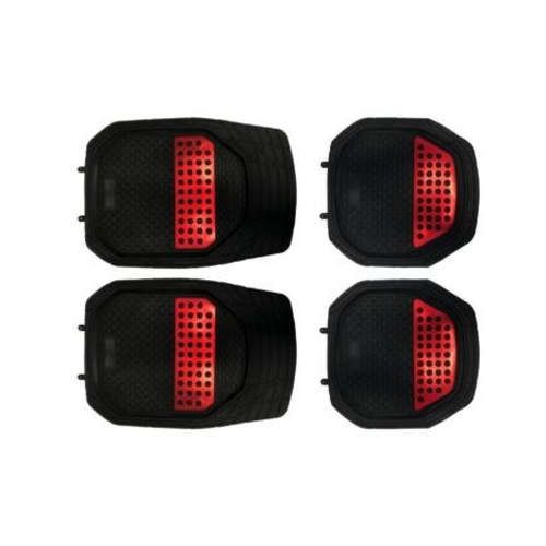 SET Alfombra Auto Goma Tuning 4 Piezas Rojo