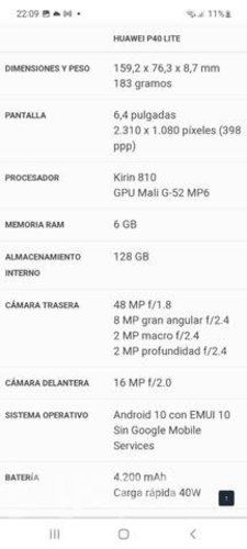 Celular huawei p40 lite