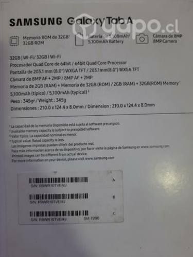 Tablet Samsung Tab A