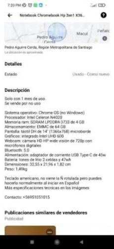 Notebook Chromebook Hp 2en1 X360 Celeron 4gb 64gb