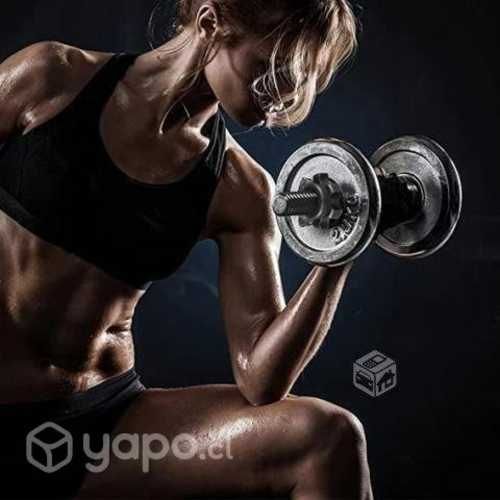 Kit 2 Mancuernas Barras con Roscas Para Discos